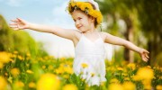 Child-Flower-Girl-Dress-Play-Happy-Field