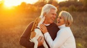 Senior-Couple-Dog-Happy-Laugh-Sunset