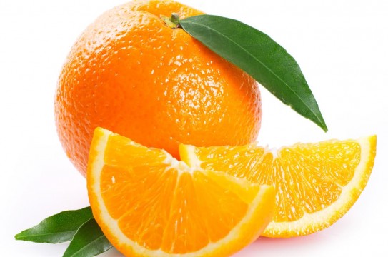 fresh orange on white background